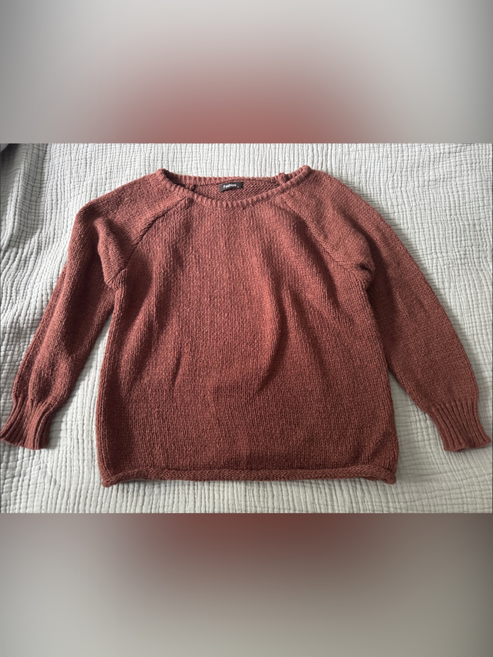 Rust Crewneck Knit Sweater - Women's Casual Pullover